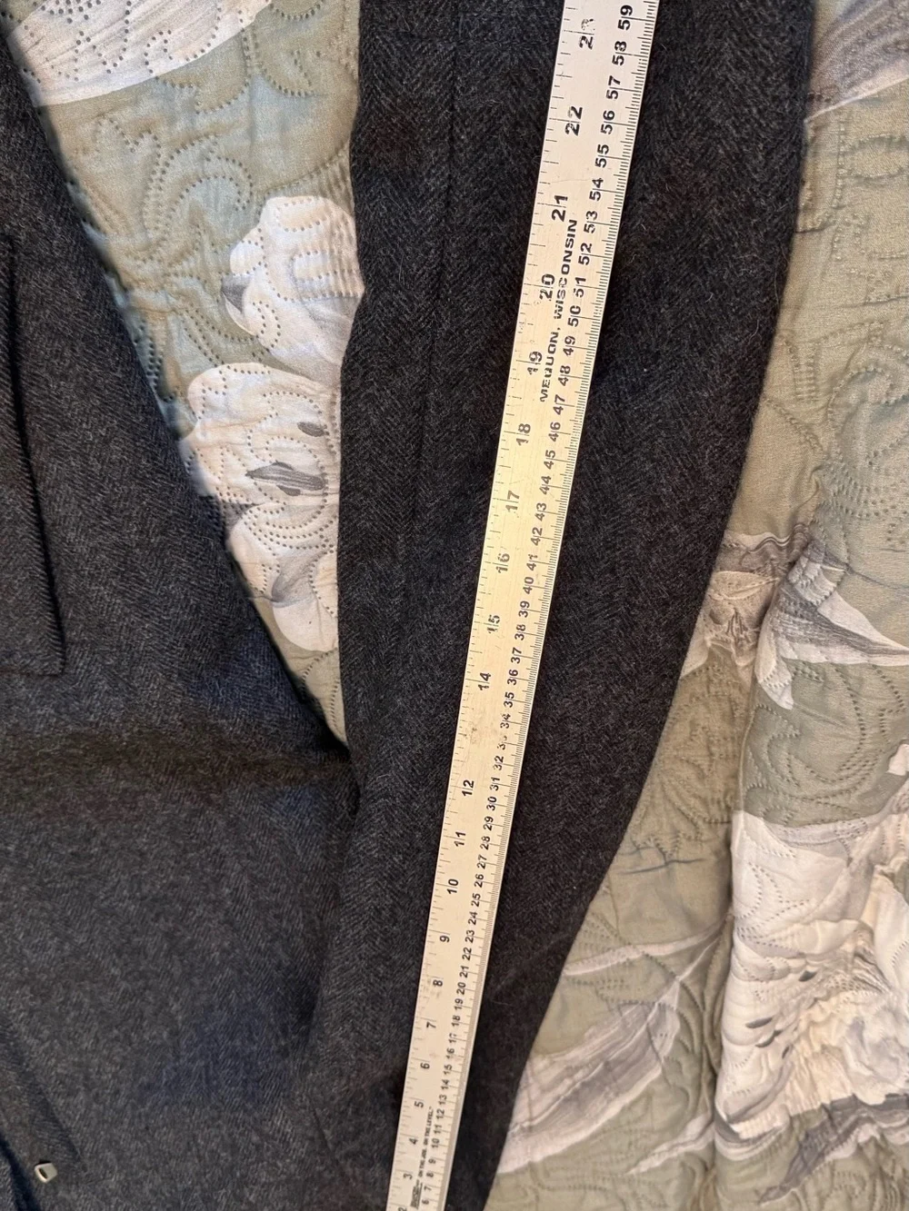 Zara Men's Dark Charcoal Wool Pea Coat - Picture 9 of 12